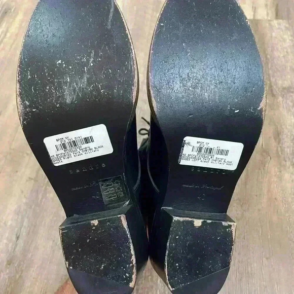 Sandro Paris Black Military Boots Chunky Women's 40 US 10 Goth Made In Portugal - Picture 6 of 12